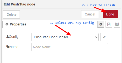 pushstaq node-red config step 3