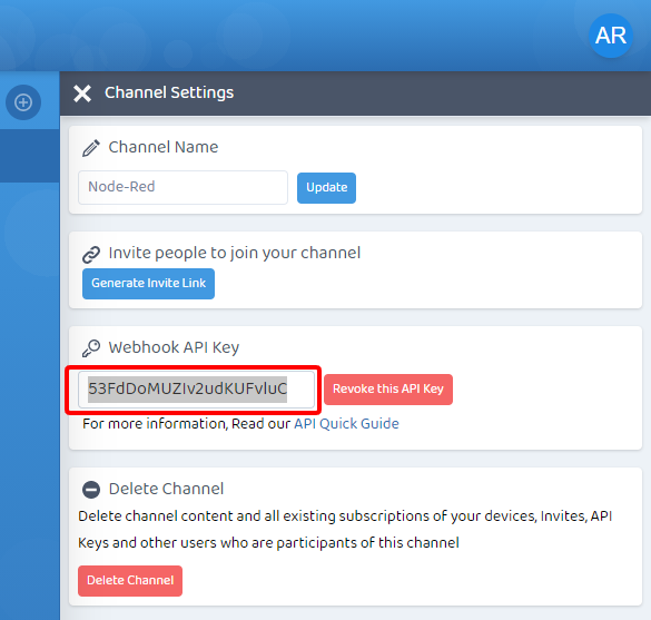 pushstaq generate channel API key