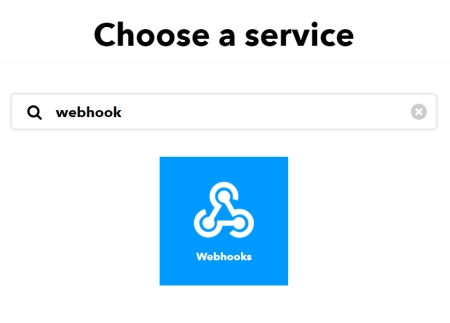 IFTTT search for Webhooks service